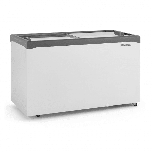 Refrigerador plano - 2 tampas - 413L - Vidro reto deslizante - Branco