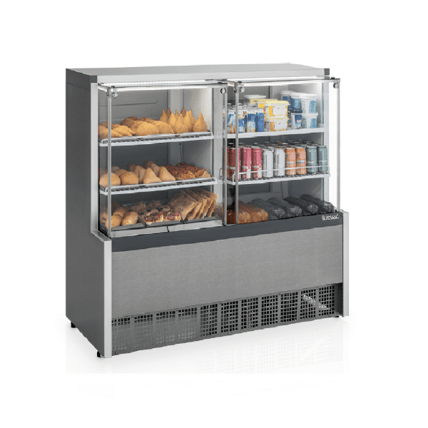 Vitrine quente/fria - 1 placa fria - Tipo inox