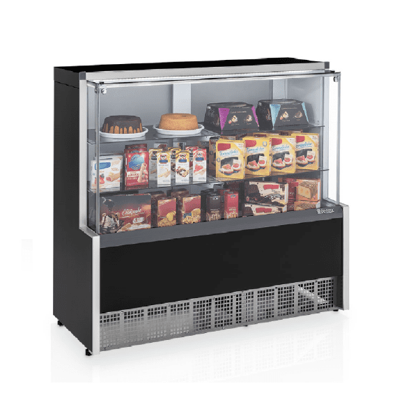 Vitrine neutra - Vidro temperado - Preto - Expositor de produtos em condição ambiente